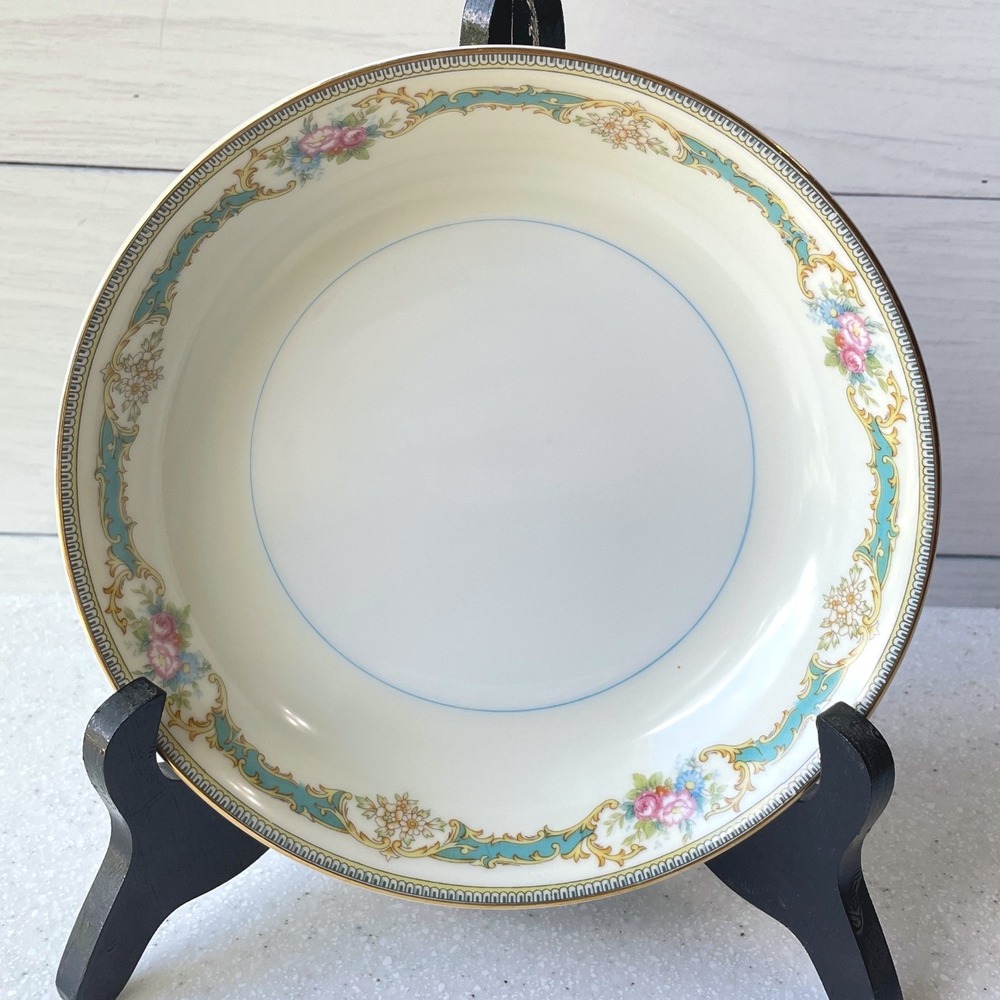 Regencycore Noritake Althea 2-pc Bowls 7.5" Vintage Japan Turquoise Floral Gold